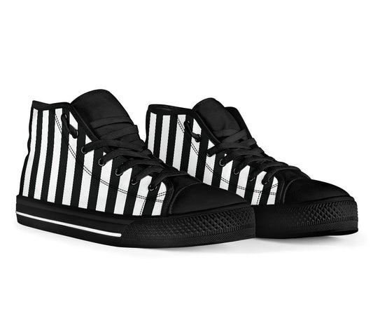 Black and White Stripes High Top Sneakers Shoes