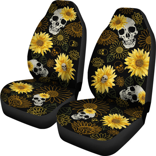 skulls and sunflowers car seat covers