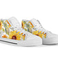 summer sneakers, sunflower high top shoes, yellow flowers