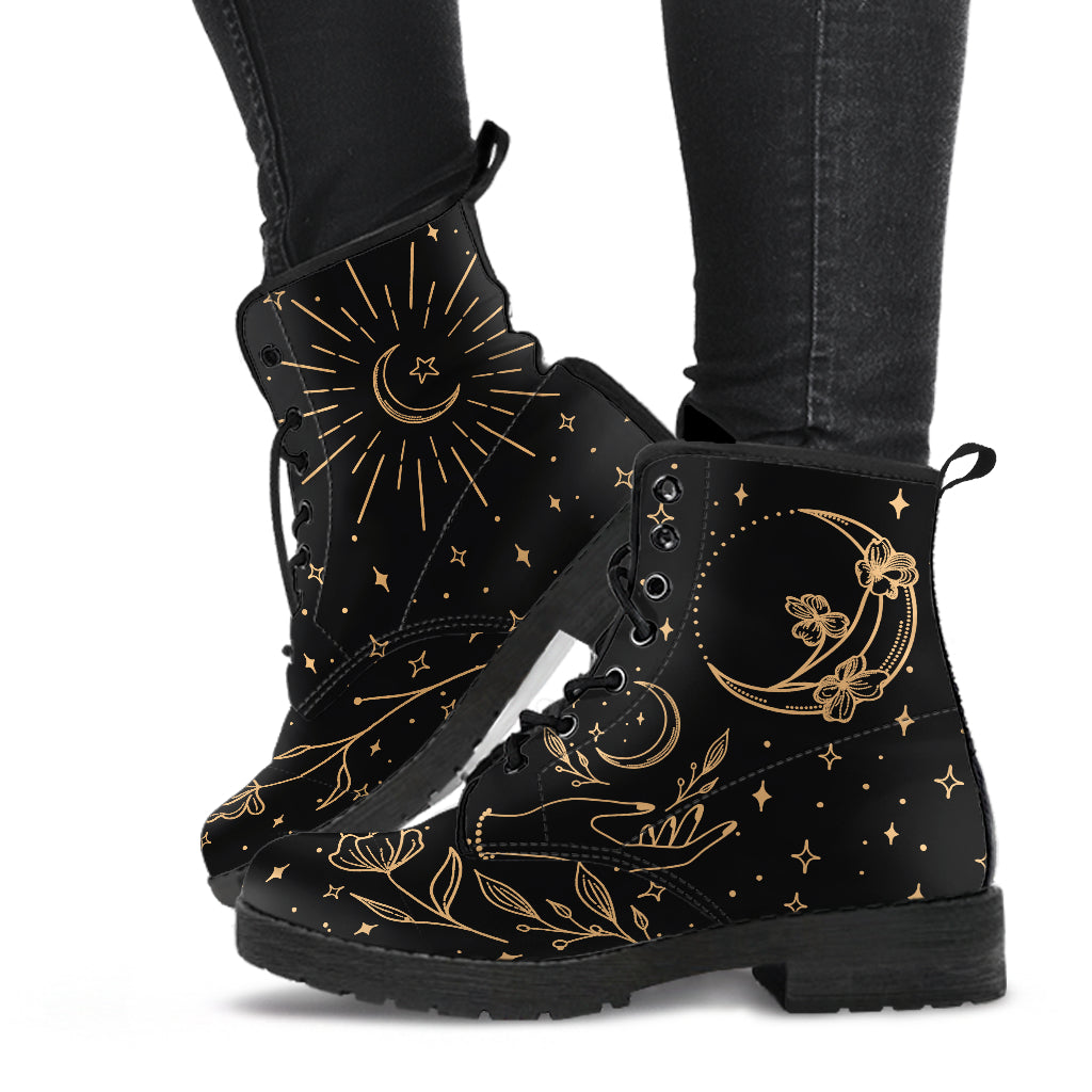 Customers love our moon flower boots, witchy lace-up vegan boots
