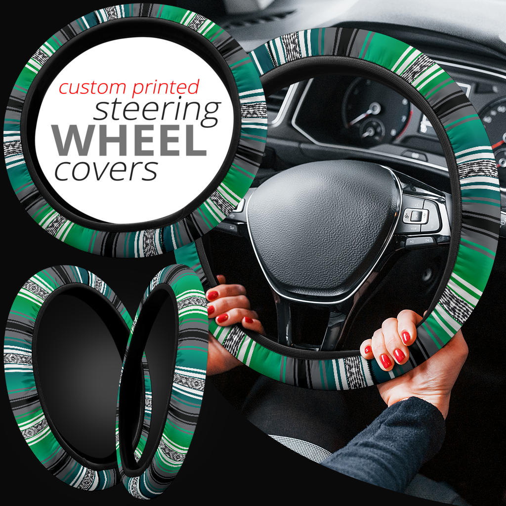 Green Serape Steering Wheel Cover