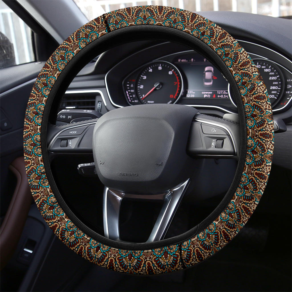 Boho Brown Steering Wheel Cover