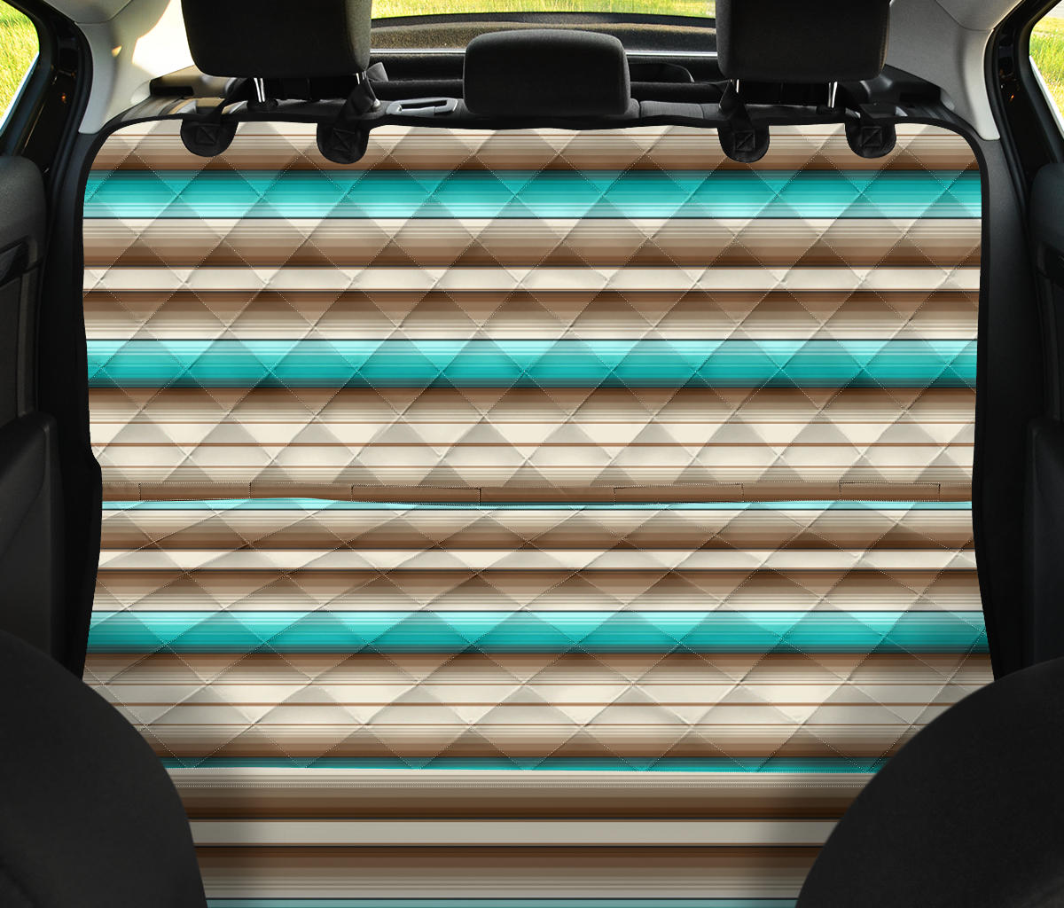turquoise serape car seat cover, striped pet seat cover, Southwestern, Baja