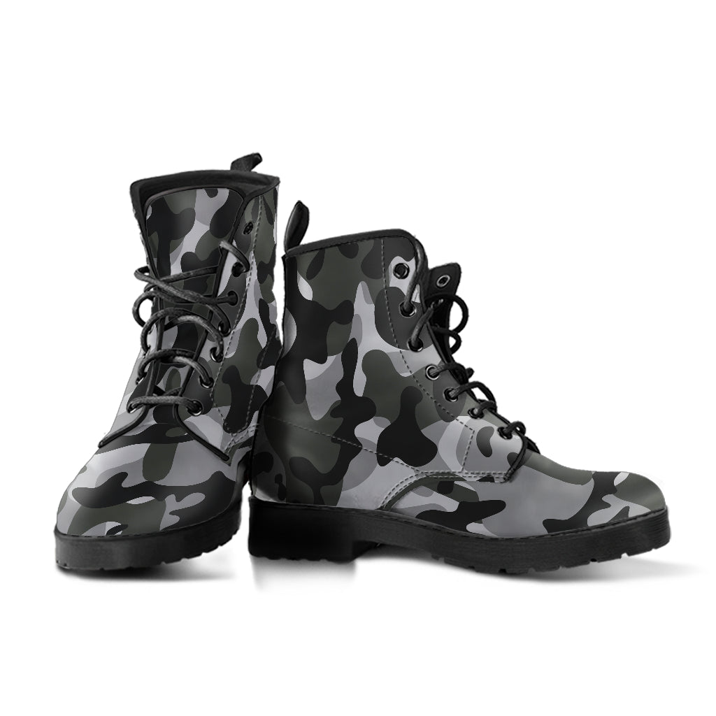 Gray Camo Combat Boots