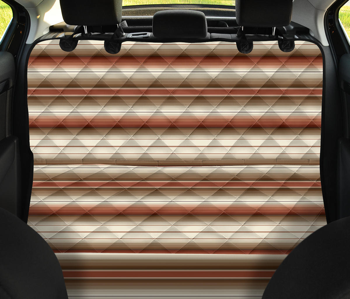 brown serape car pet seat cover, striped car seat covers, Mexican blanket, Baja, Southwestern style