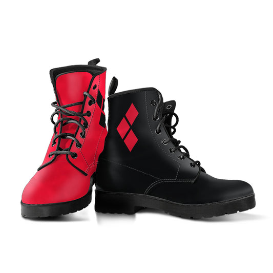 Right Red Left Black, Lace up Ankle Boots for Cosplay costumes