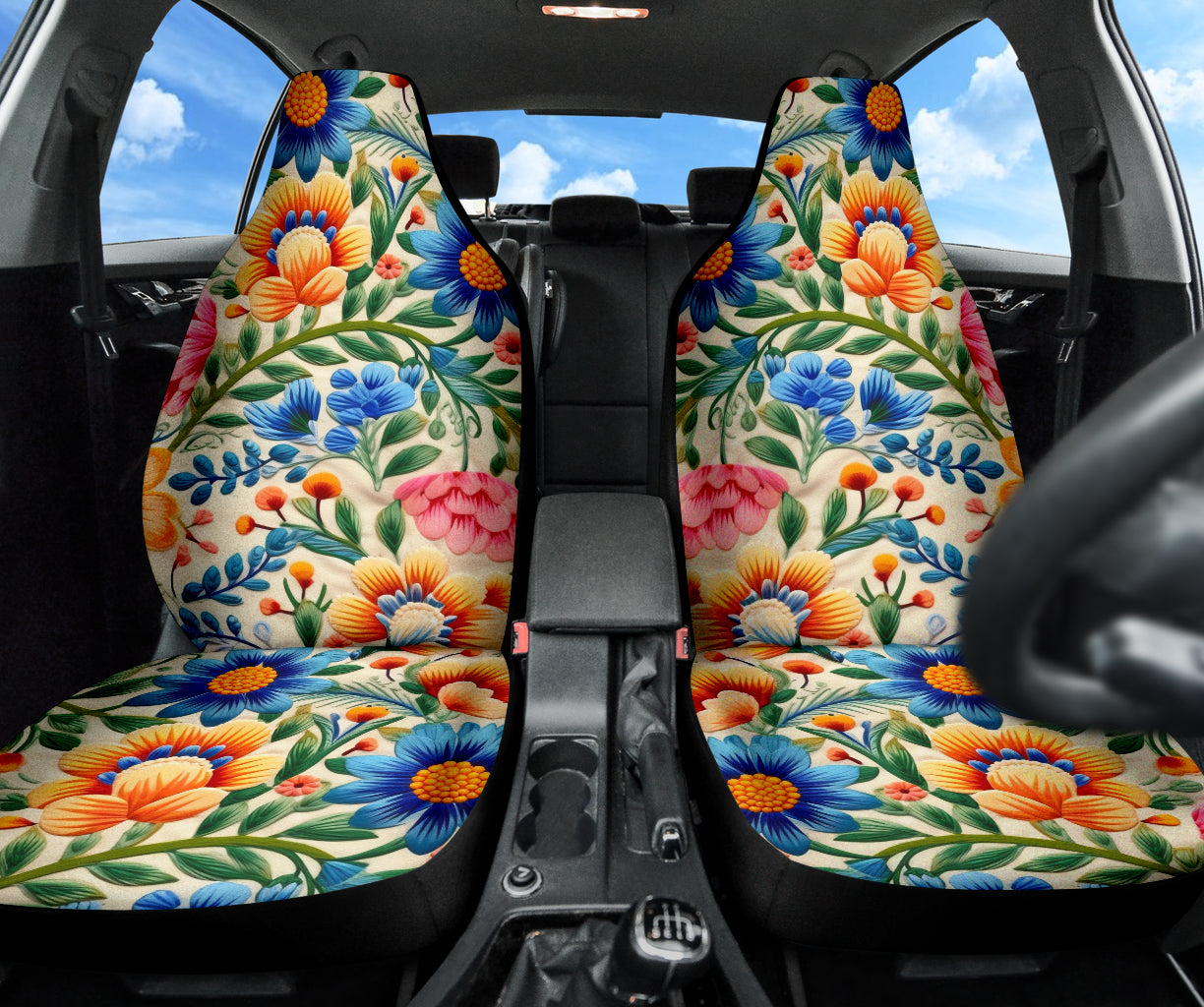 Colorful Flowers (02) Car Seat Covers (Set of 2)
