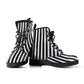 Mens Womens Black &White Striped Lace Up Ankle Boots