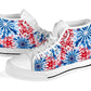 patriotic tie dye shoes, high top sneakers red white blue