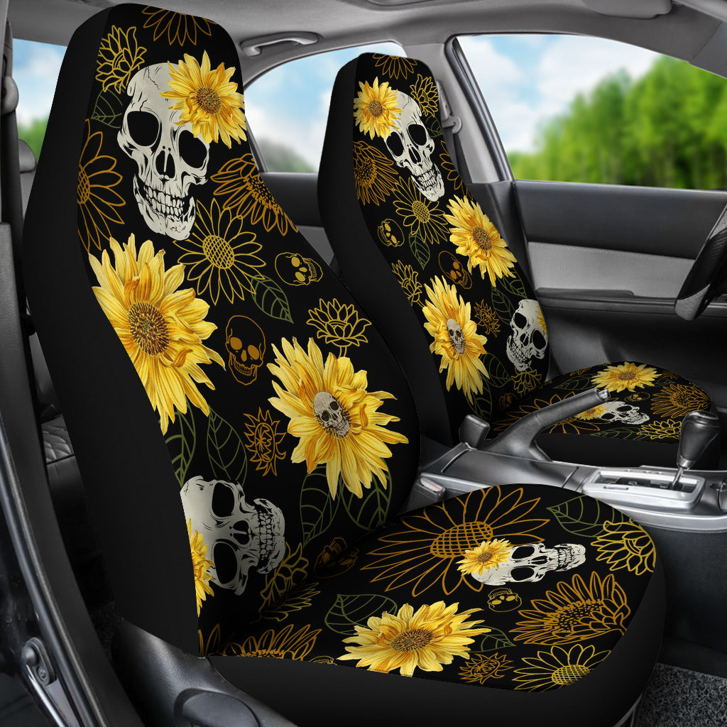 skulls and sunflowers car seat covers