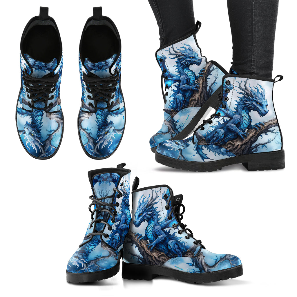 Blue Dragon Ankle Boots Design #002 Combat Boots