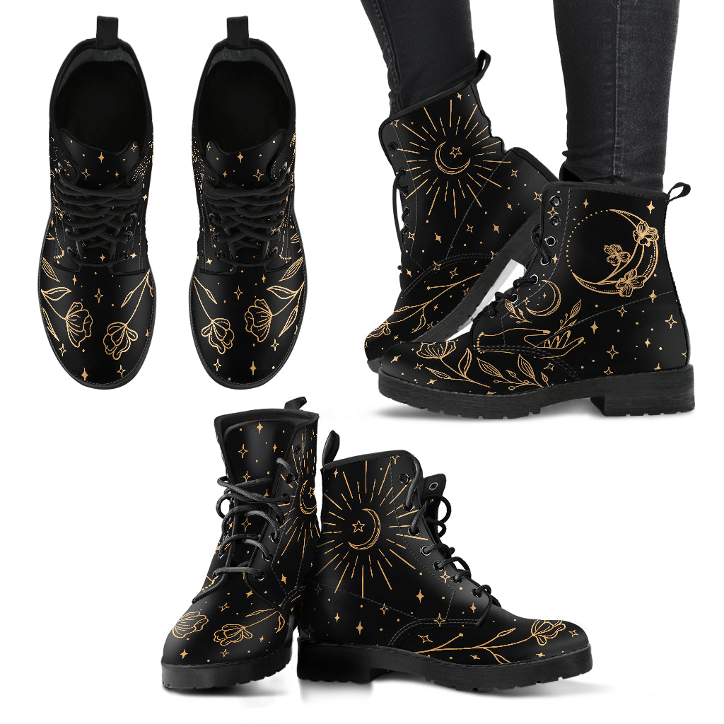 Customers love our moon flower boots, witchy lace-up vegan boots