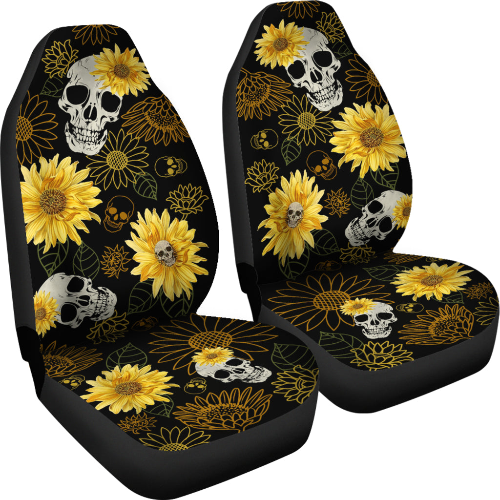 skulls and sunflowers car seat covers