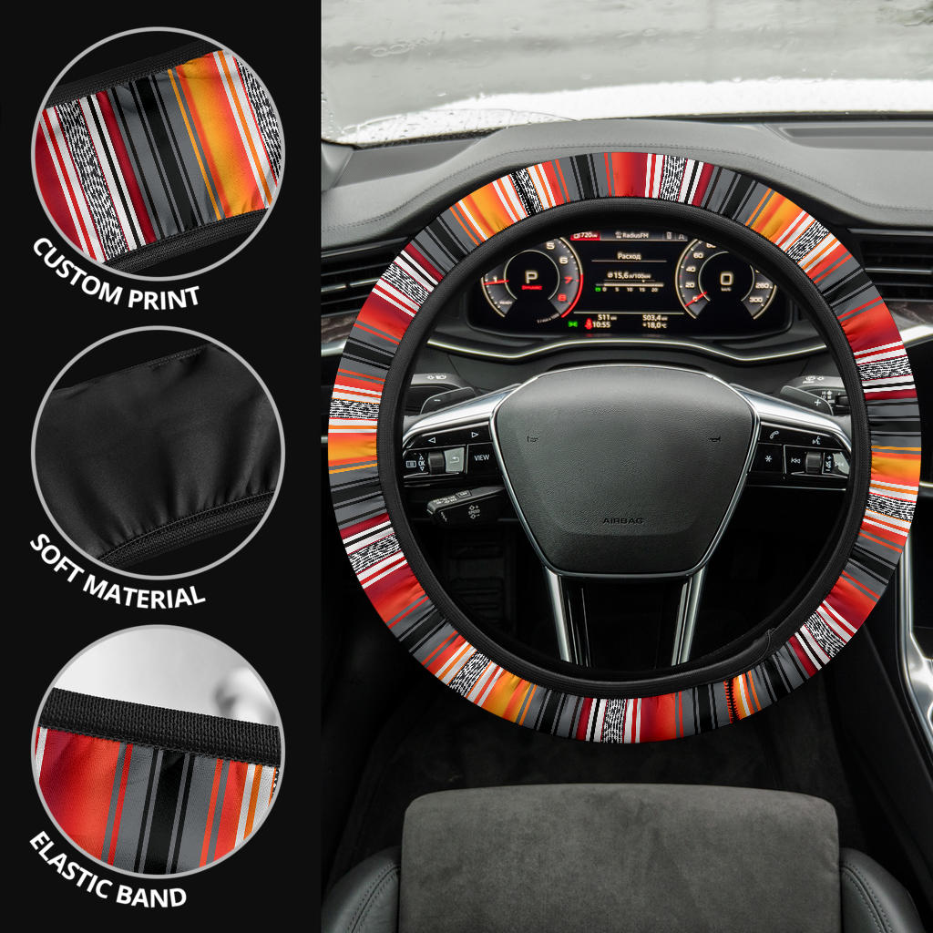 Red Orange Serape Steering Wheel Cover