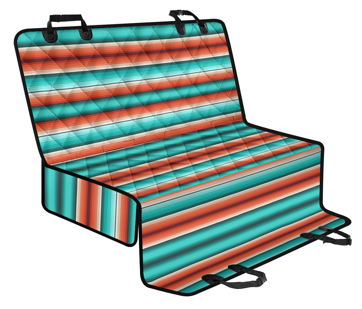 turquoise orange serape car seat covers, striped seat covers, Baja, Southwestern