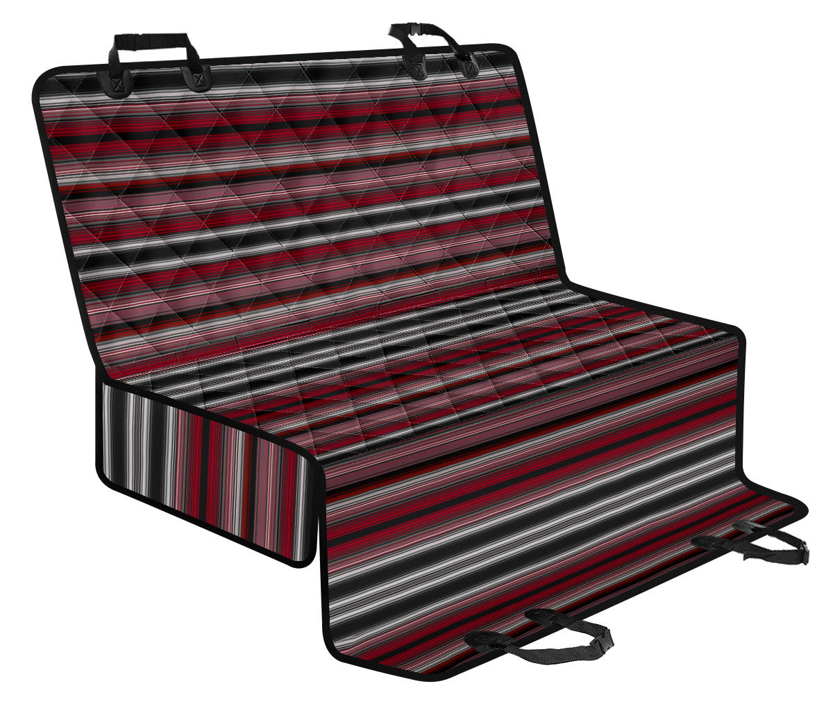 Serape Car Seat Covers, Dark Red Stripes Auto Seat Protector, Pet Seat Covers Mexican Blanket Print, Striped