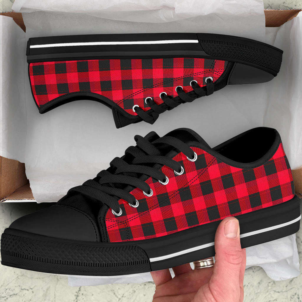 Red Buffalo Plaid Low Tops Sneakers