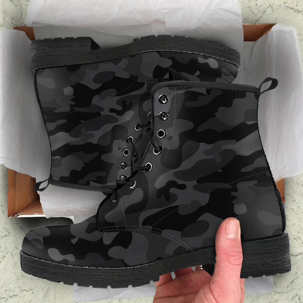 Black Camo Combat Boots
