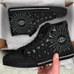 black psychic eye sneakers, witchy high tops shoes
