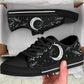 moon shoes, black witchy shoes, black sneakers