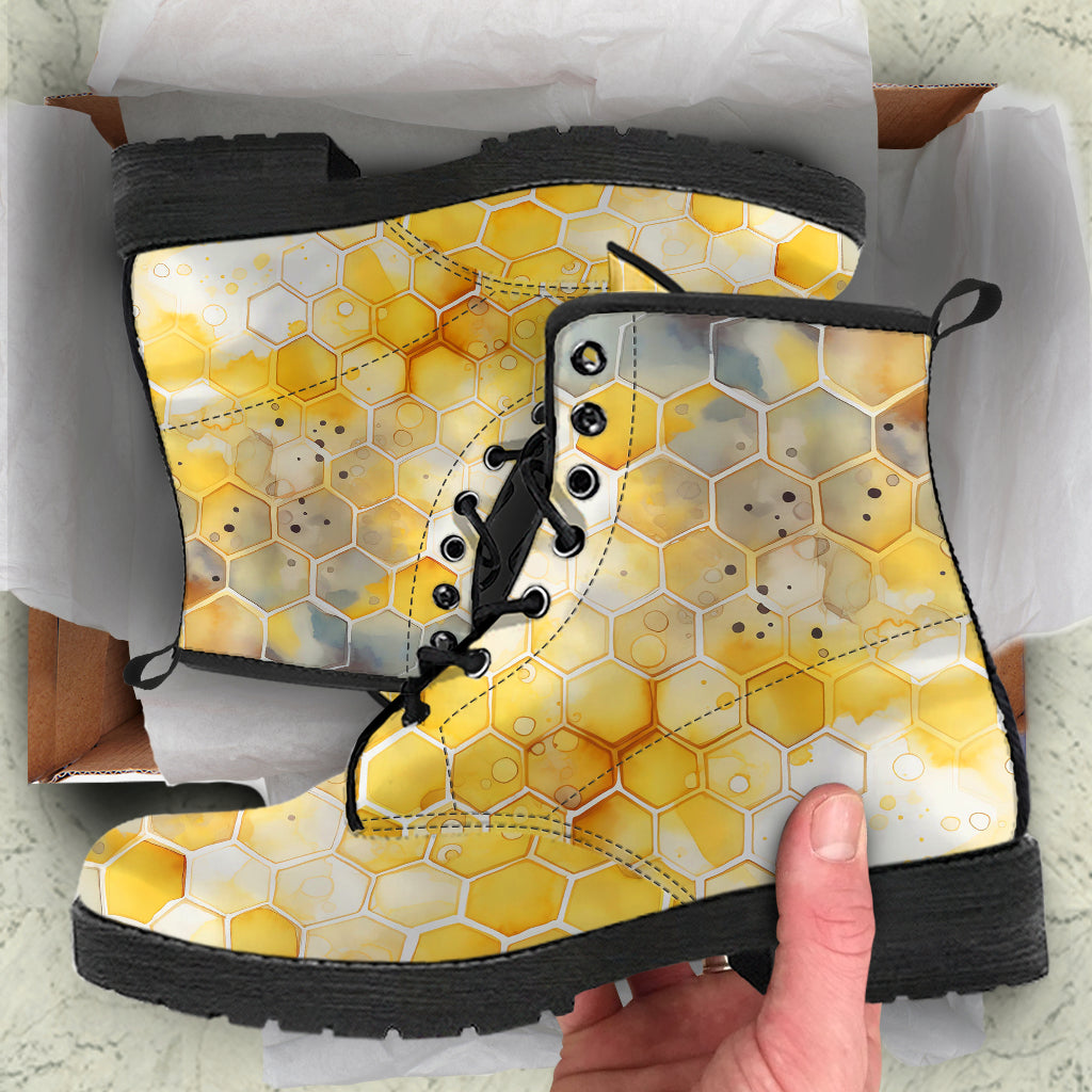 Honeycomb Watercolor Lace Up Ankle Boots