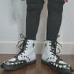 Black White Hearts Boots Combat Style (Size EU41 / Women's 10 / Men's Size 7