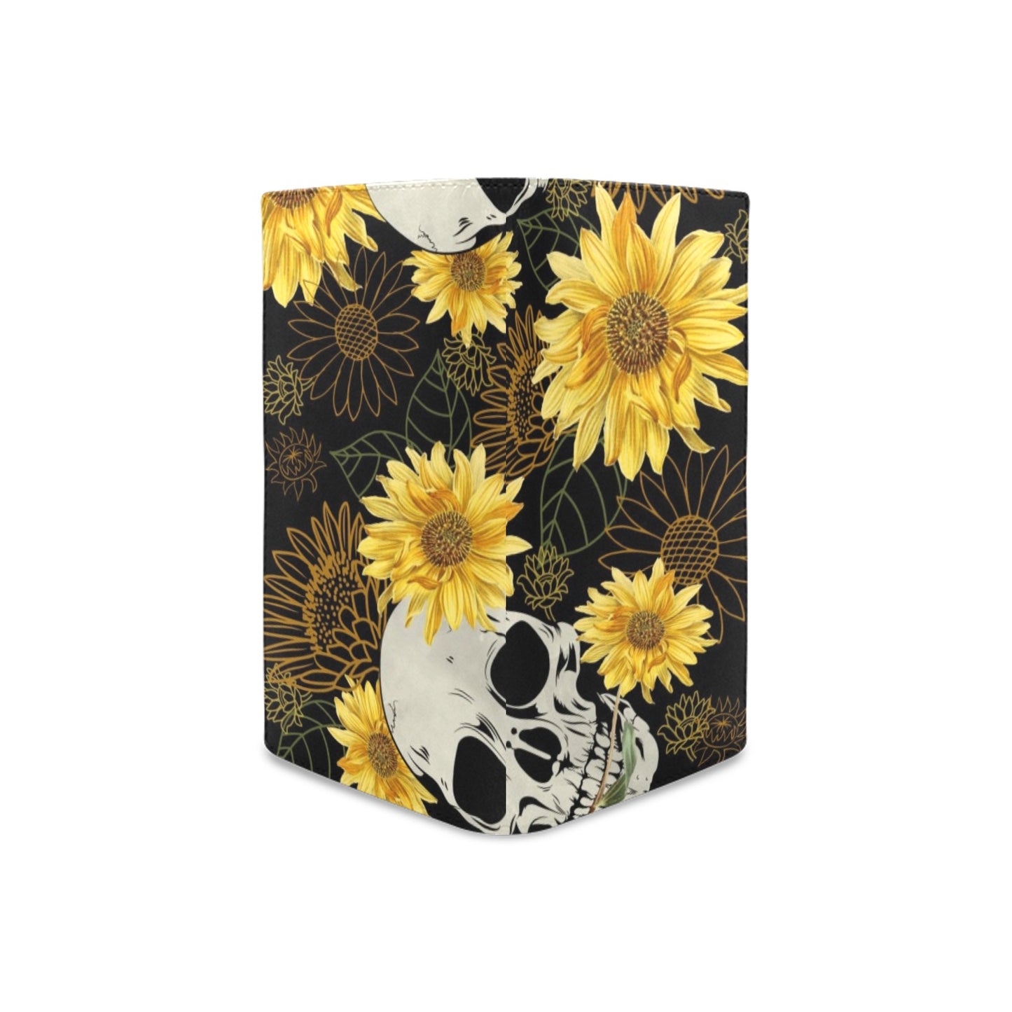 Goth Skull and Sunflowers Black Bifold Wallet