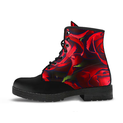 Red Roses Vegan Ankle Boots
