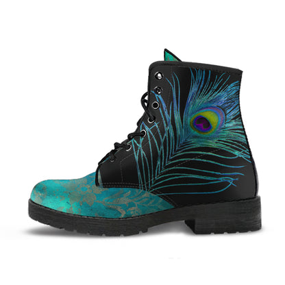 Teal Peacock Vegan Ankle Boots