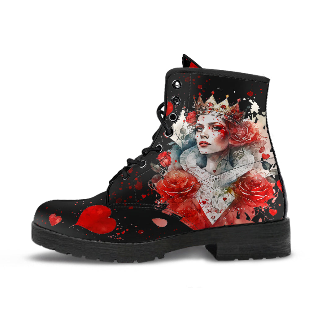 Watercolor Queen of Hearts Ankle Boots