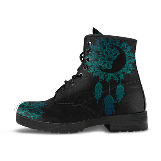 Teal Dream Catcher Moon Vegan Leather Boots