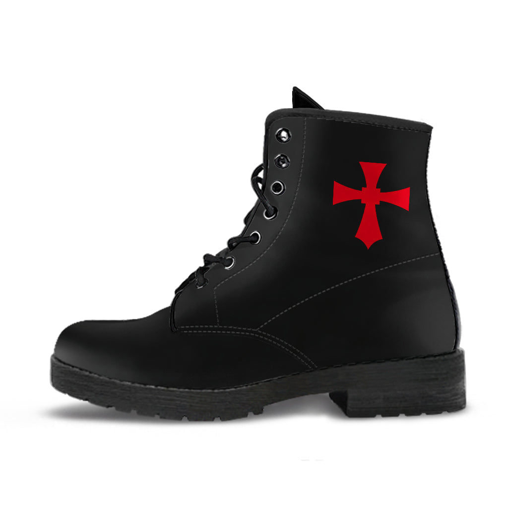 Red Cross Ankle Vegan Combat Boots