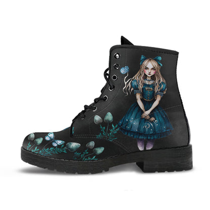 Dark Alice in Wonderland ankle boots blue and black