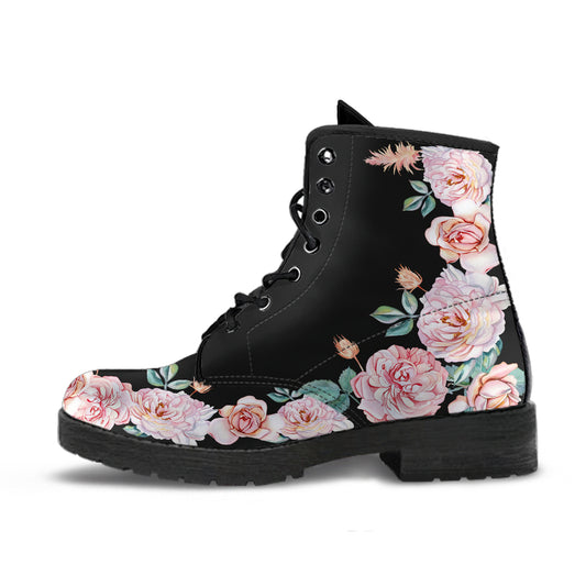 Romantic Pink Roses Ankle Boots