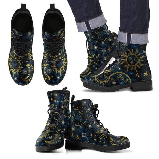 Celestial Black Vegan Leather Boots (Women's and Men's Available)