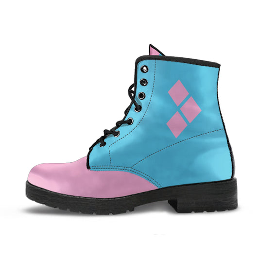 Pink Blue Harley Vegan Ankle Boots  Ms. Quinn Inspired
