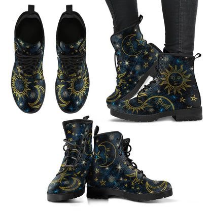 Celestial Black Vegan Leather Boots (Women's and Men's Available)