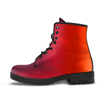 Red Orange Ombre Vegan Boots Lace-Up