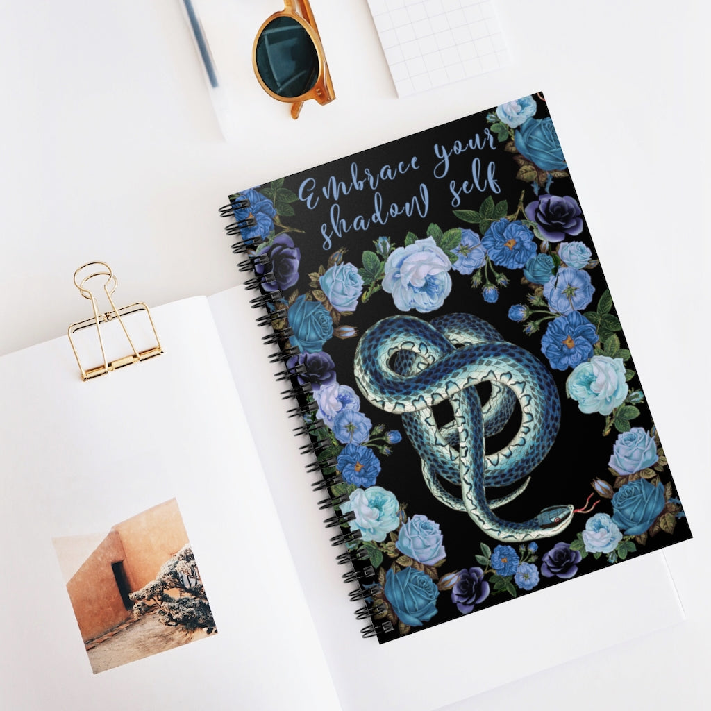 Blue Snake - Embrace Your Shadow Self - Spiral Notebook 8x6 - Ruled Line - Witch gift for mom