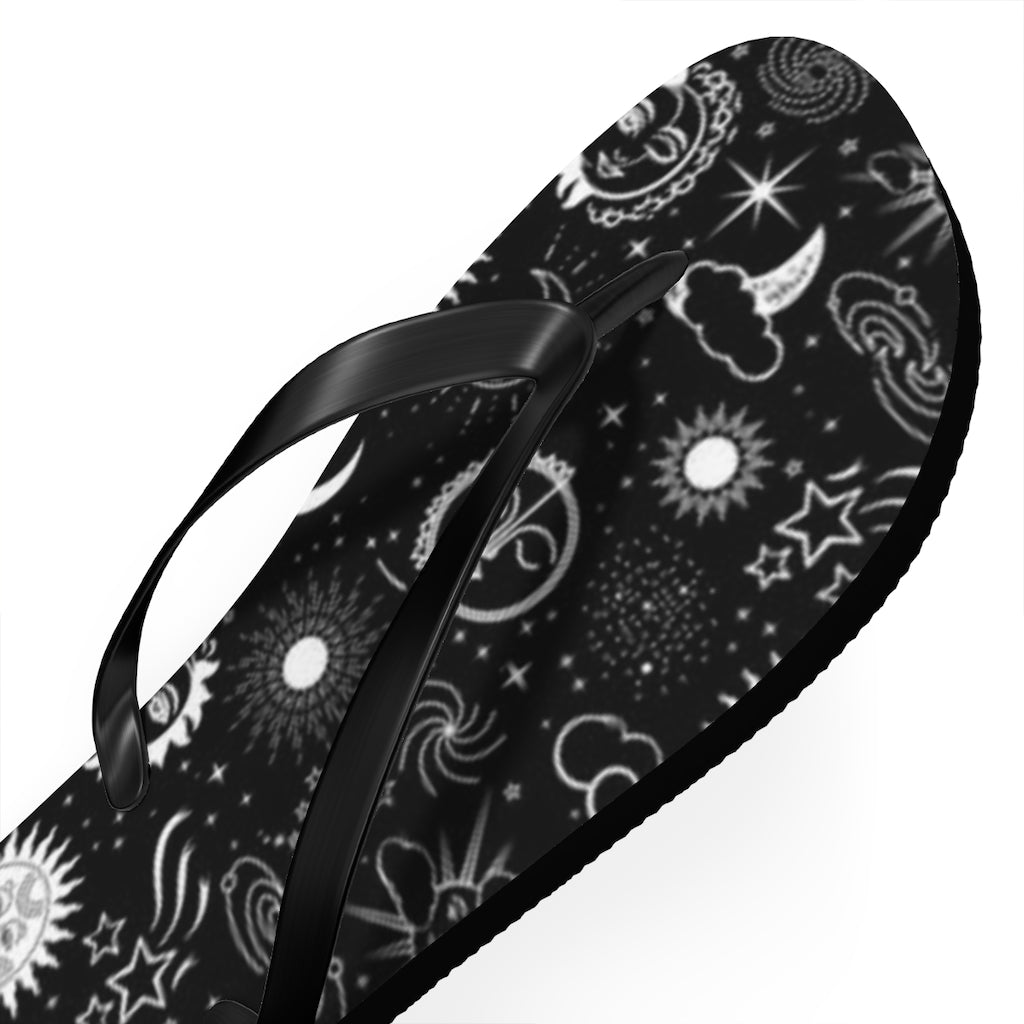 Black and White Celestial Flip Flops