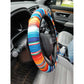 Blue Orange Mexican Blanket Stripes Steering Wheel Cover Serape