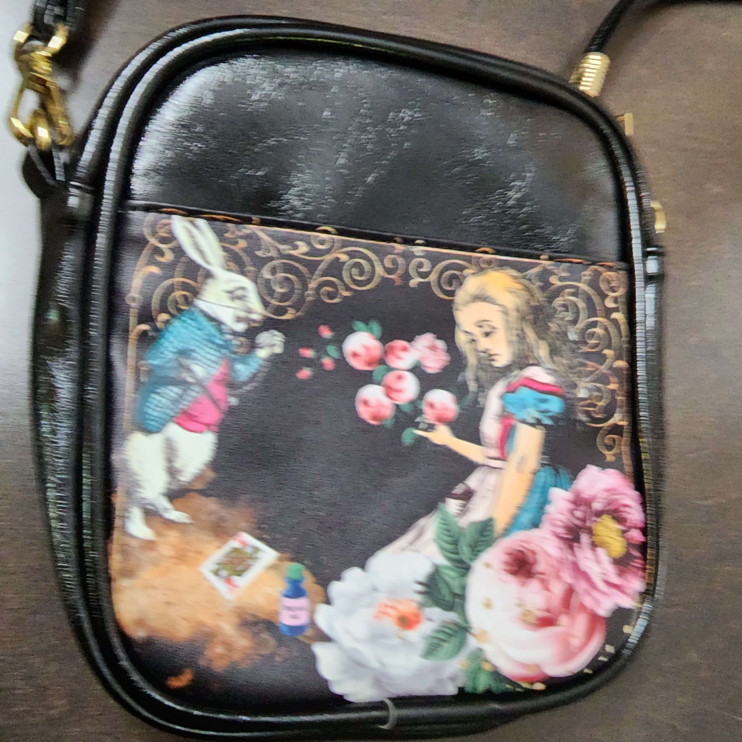 Alice In Wonderland Pink and Turquoise Mini Sling Bag Small Purse