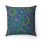 Turquoise Blue Purple and Gold Celestial Sun Moon - Spun Polyester Square Pillow Case with Zipper