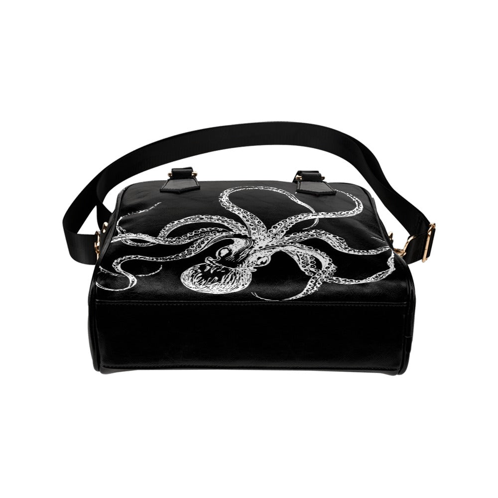 Octopus Black and White Bowler Bag Purse
