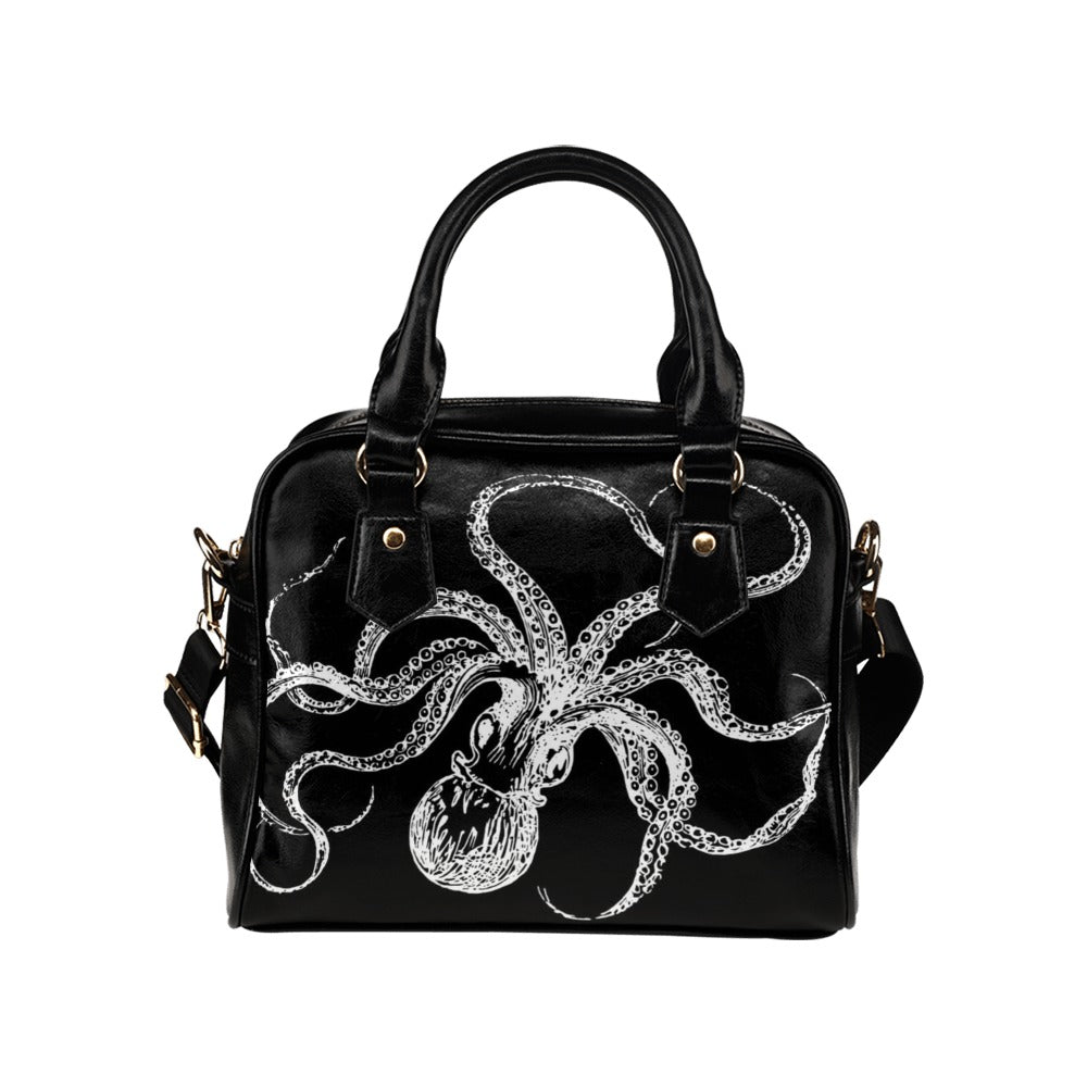 Goth Bag Red Octopus Small Black Vegan Handbag | Satchel Purse | Shoulder Bag Sea outlet Creature