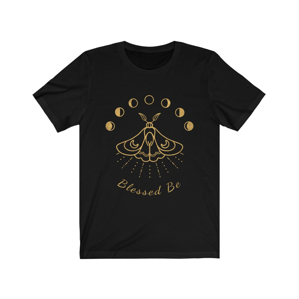 Blessed Be Moon Phases Moth Black Tee