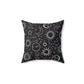 Celestial Black Pink Faux Suede Square Pillow Case With Zipper Suns Moons Stars