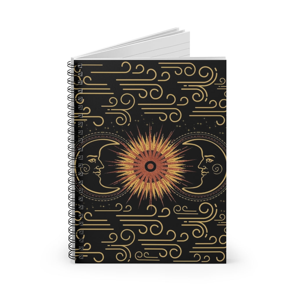 Sun and Moon Spiral Notebook 8x6 - Ruled Line, Gift for Mom