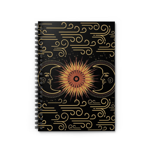 Sun and Moon Spiral Notebook 8x6 - Ruled Line, Gift for Mom