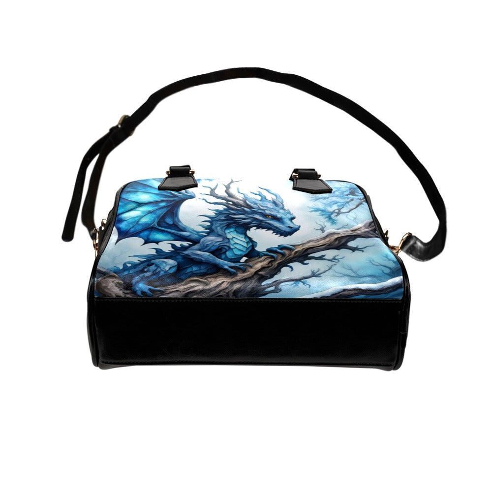 Blue Ice Dragon Satchel Purse Bowler Handbag